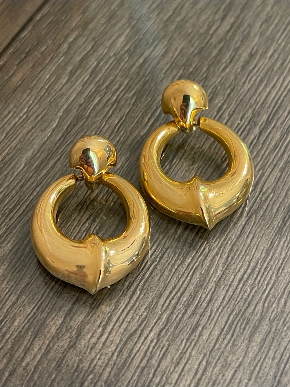 Vintage Gold-tone Doorknocker Dangle Earrings